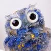 Natural Crystal Owl Figurine Handmade Resin Owl Statue Filled with Crystal Stones Tabletop Owl Ornament