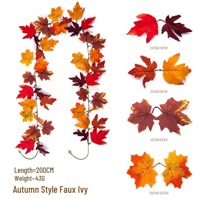 Artificial Maple Leaf Vine Fall Decoration for Thanksgiving and Halloween Wall Hanging