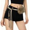 Faux Fur Faux Fur Rope Belt Fabric Decor Tassel Waist Belt Leopard Print Waist Belt  Daily Outfit