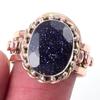 Двухцветное подарочное кольцо из стерлингового серебра 925 пробы с натуральным синим солнечным камнем S.8 g0u37