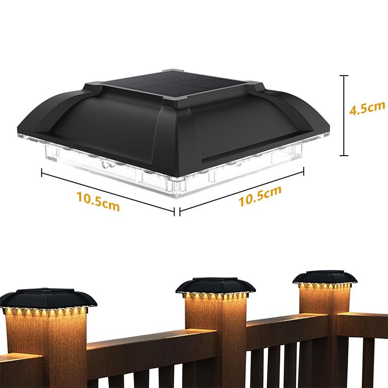 Solar Column Cap Lamp Solar Powered Fence Lights Outdoor IP65 Waterproof Warm Light for 4 Inch Wood Posts Yard Garden Outside