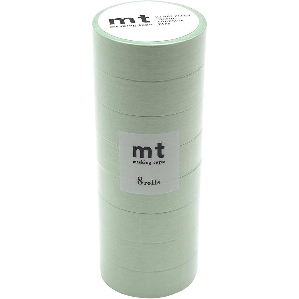 Kamoi Kakoshi mt Masking Tape 8 Pack 15mm x 7m Pastel Ivy Color Craft Supplies