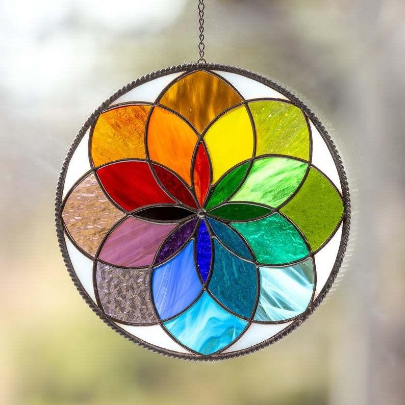 Rainbow Stained Suncatcher Window Hangings Stained Window Panel SeriesFunrain