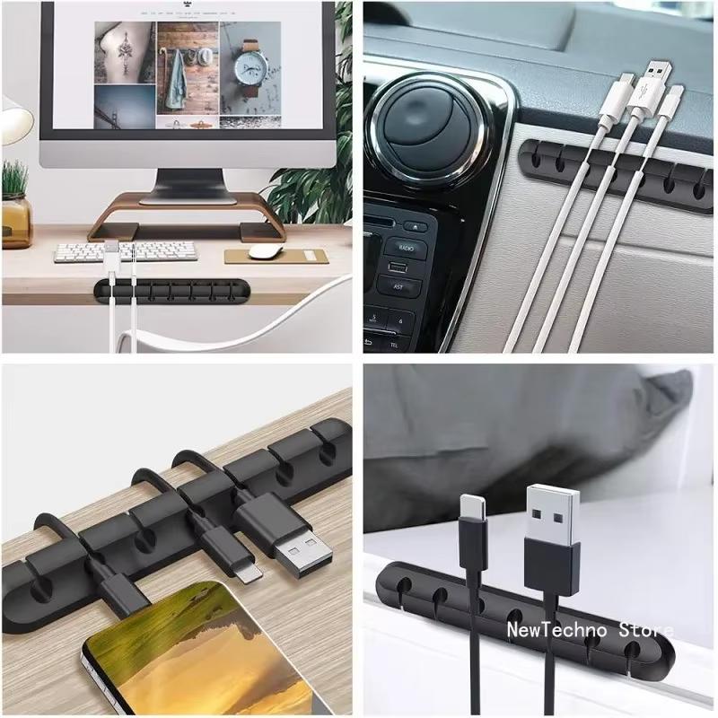 Кабельный органайзер, силиконовый органайзер для USB-кабеля, настольные аккуратные зажимы для управления, держатель кабеля для мыши, органайзер для наушников