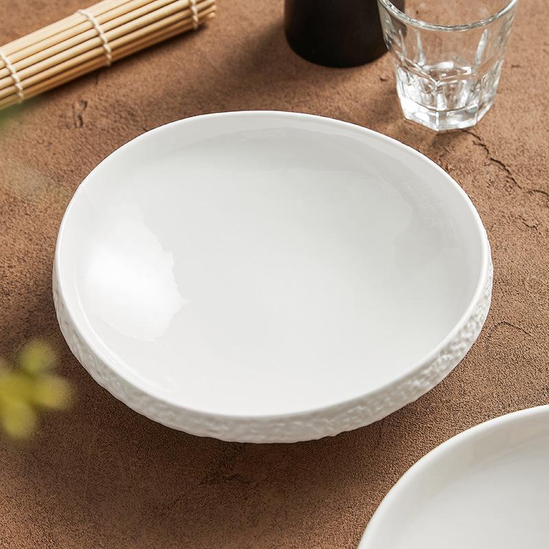 Salad Bowls, Ceramic Vegetable Bowls, Soup Bowls, Luxurious and High-end White Special-shaped Tableware.