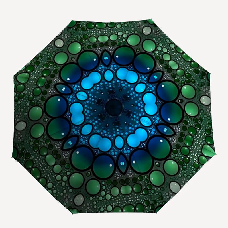 1pc Mandala Pattern Auto-Fold Umbrella with One-Touch Open/Close - 8 Reinforced Ribs for Windproof Stability, yy251118200