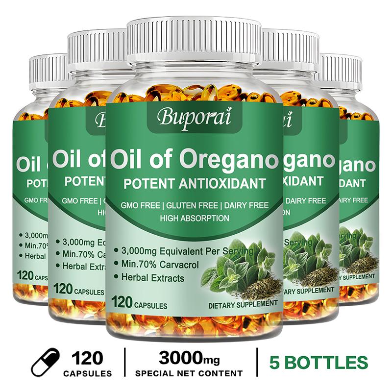 Buporai - 3,000 mg Oregano Oil Capsules - Immune System and Gut Health