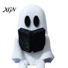 Desktop Ghost Figurine Reading with Articulated Legs, 3D Printed Sitting PLA Ornament Statue, White Desk for Halloween Decoration Miniature Decor
