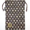 Senshishuin Nishijin Brocade Drawstring Bag with Chinese Flower Dark Large (Lined) Pattern, Brown,