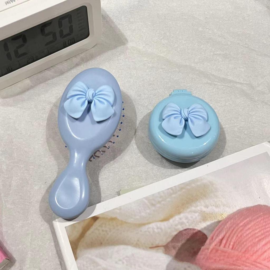 Милая мультяшная расческа с бантом на ручке для массажа кожи головы, переносная пластиковая воздушная подушка, маленькая расческа, щетка для волос с бантом, милая милая расческа
