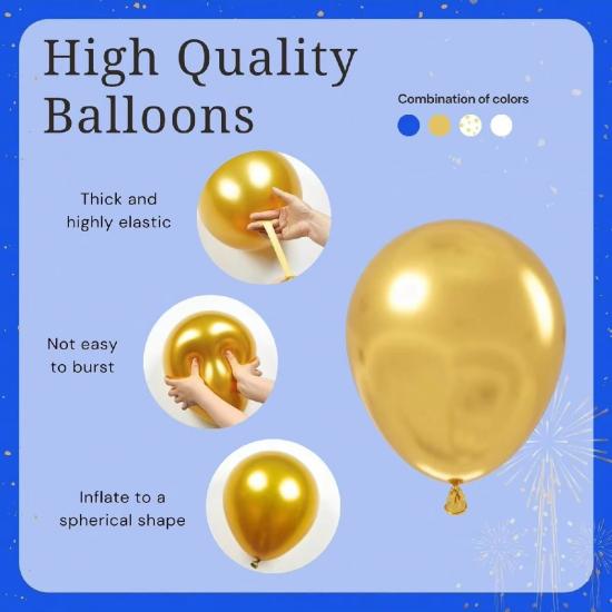 36Pcs Blue Gold Latex Balloons - Perfect for Birthday Wedding Graduation Party Decor High-Quality Thick Latex 5
