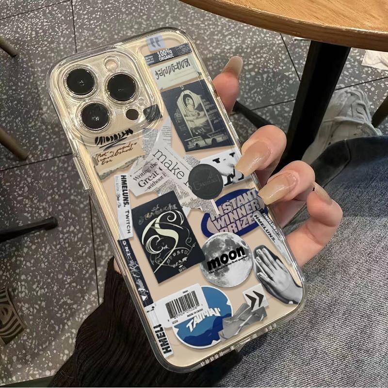 Чехол-газета Montazh для iPhone 16 15 Pro Max XS XR X 14 13 12 11 Pro Max Plus 7 8 Plus Mini Мультяшный Y2k Мягкая задняя крышка