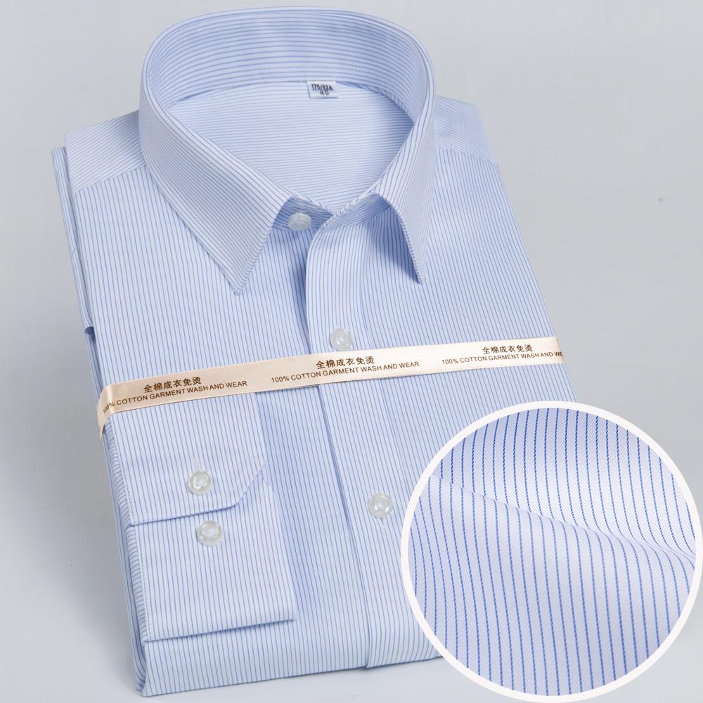 Мужская немнущаяся хлопковая рубашка в полоску с длинным рукавом, воротником с отворотом и съемными косточками для воротника, клетчатая, для бизнеса и офиса