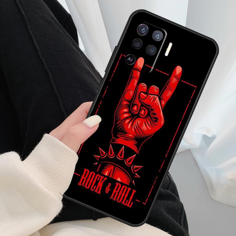 Череп Рок-н-Ролл Чехол для OPPO Find X3 X5 Pro A5 A9 A31 A53 A15 A16 A52 A72 A83 A91 A93 A94 A54 A74 A53S