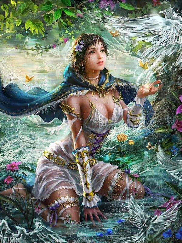 Ангел Лебедь Diy Алмазная картина Фэнтези Арт Фея Стразы Вышивка Наборы для вышивки крестом Девушка Декор комнаты Мозаика Настенные картины