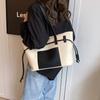 Autumn Winter Women's Big Tote Bag Korean Versatile Canvas Shoulder Bag Casual Commuting Contrasting Color Handbags
