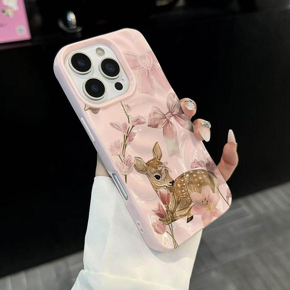 Ретро Бант Узор Олень Чехол для Телефона Для IPhone 17 16 15 14 13 12 11 Pro Max 14 Plus 17Air Морщинистая Волна Мягкий Силиконовый Чехол