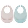 Yekko Mom Jelly Silicone Bib 2-piece Set, Baby Pink, French Blue, 1 Set