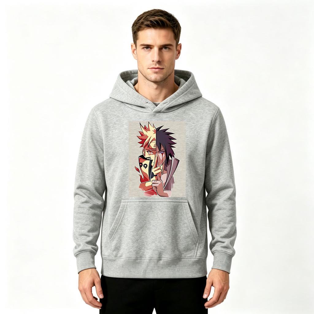 Men's Anime Print Pullover Hoodie Casual Long Sleeve Sweatshirt for Daily Wear