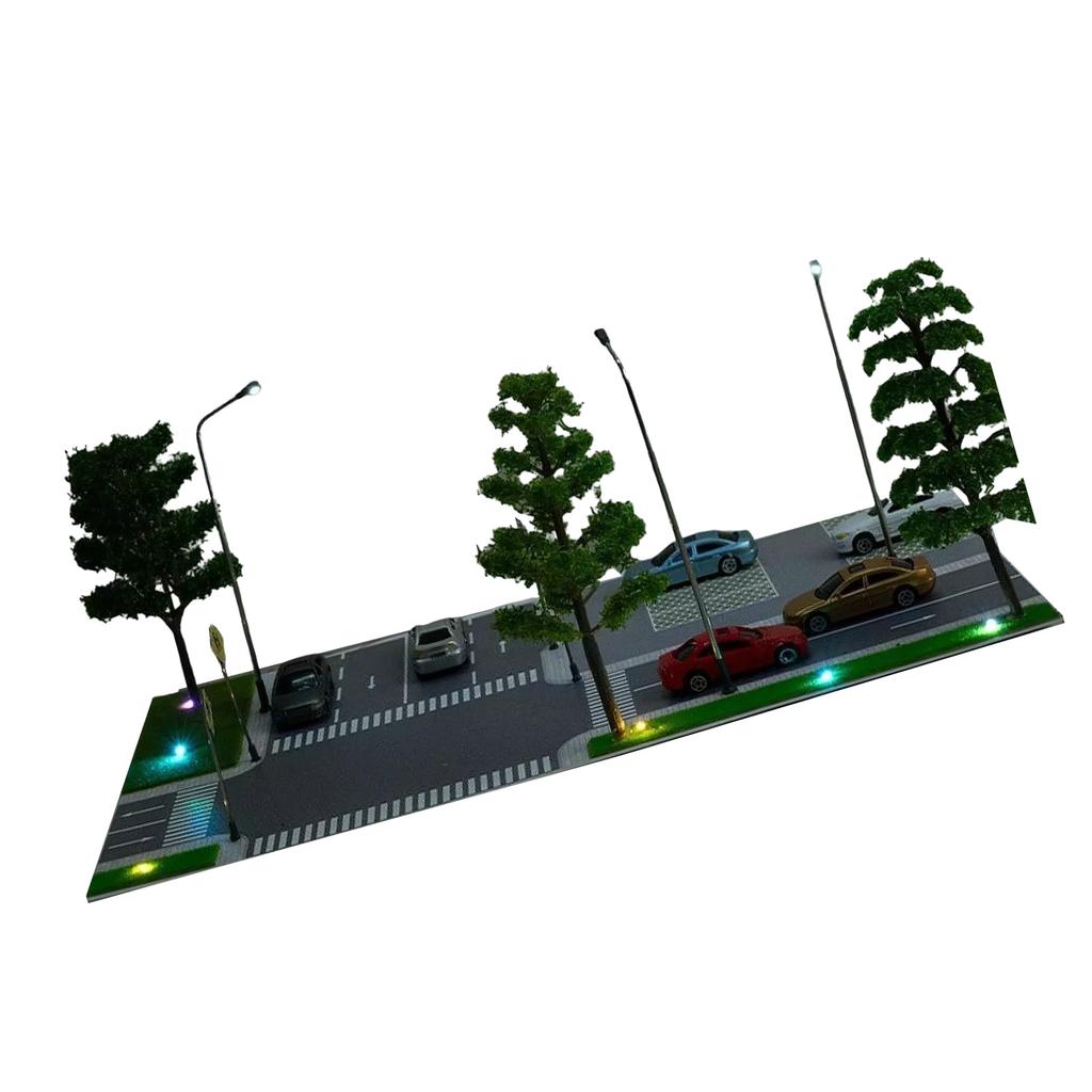 Светодиодное освещение Модель пейзажа парковки автомобиля Игрушка Диорама Городская дорожная сцена Модельные наборы 1:87 Модель ландшафта песочного стола