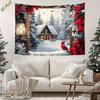 Merry Xmas Evergreens Crimson Bows Presents Backdrop Banner Party Wall Decor Home Accent Stylish Soft Durable Cozy Gift
