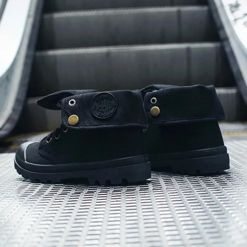 Модная женская парусиновая обувь Женские рабочие ботинки в стиле Palladium Модные высокие дышащие ботильоны Повседневная обувь Женская Высокое качество 35-41