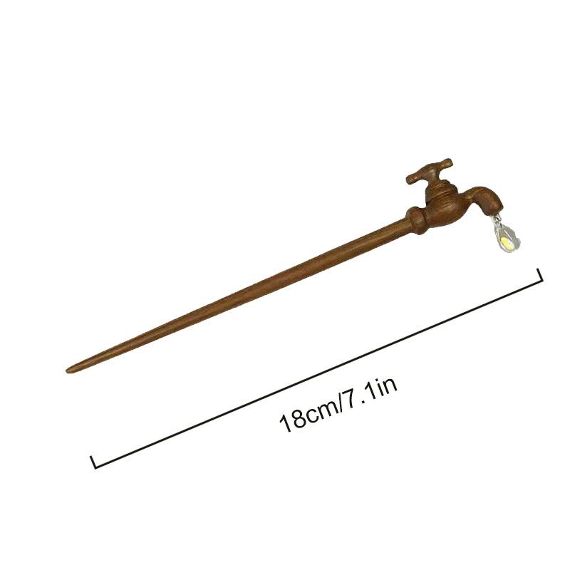 1Pc Water Droplet Shape New Chinese Style Sandalwood Hairpin Ancient Headwear Wood Hairpin Fun Headwear Faucet Hairpin