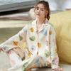 New Women's Pajamas Autumn Long Sleeve Loose Large Size Home Clothes Set Cute Cartoon Home Clothes Cardigan Spring Pajamas Set