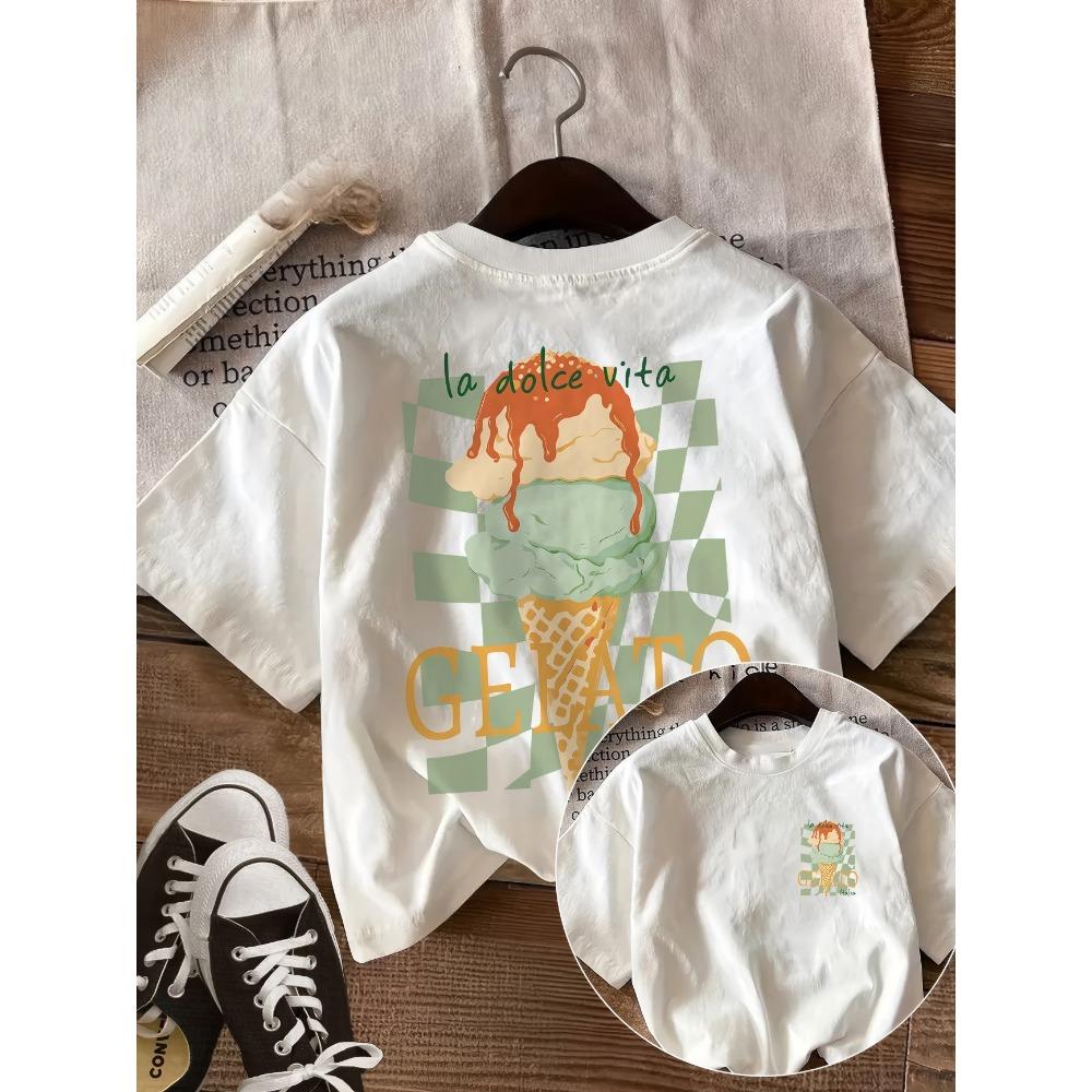 Funny La Dolce Vita Quote T-Shirt Women Cute Gelato Graphic Tee Summer Casual Short Sleeve Top Loose Fit Streetwear Fashion Tee