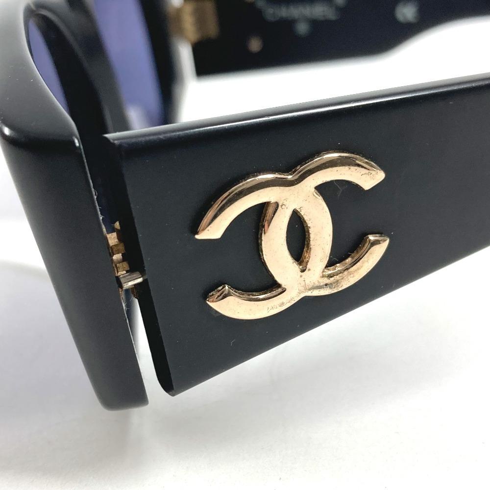 CHANEL 01451 vintage CC Logo Smoke eyewear sunglasses Plastic Black/Gold