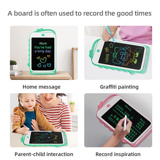 8,5-дюймовый ЖК-планшет для письма с карандашом, мультяшным динозавром, красочными рисунками, чувствительный к давлению, на батарейках, электронная графическая доска для рисования