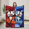 Cuphead cartoon Flannel Blankets  Super Warm Throw Blanket for Couch Chair Camping Fashion Bedspread Sofa Bed Cover