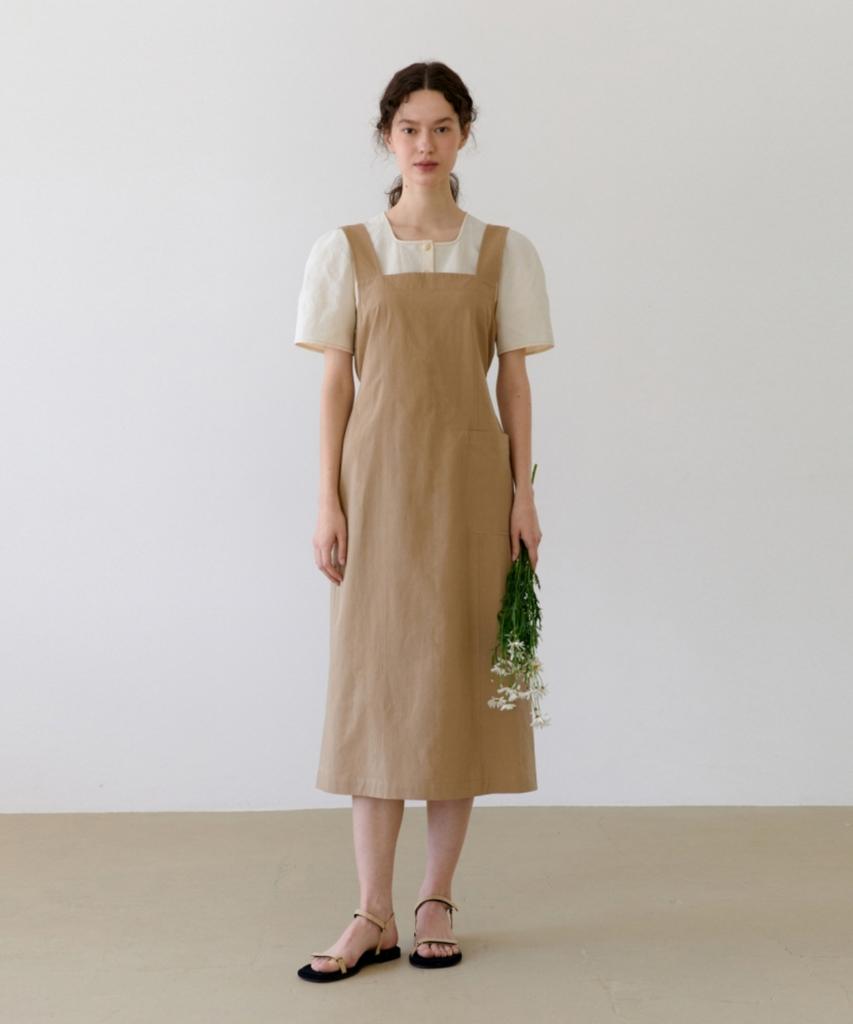 Anout Cotton Suspender Dress - Beige
