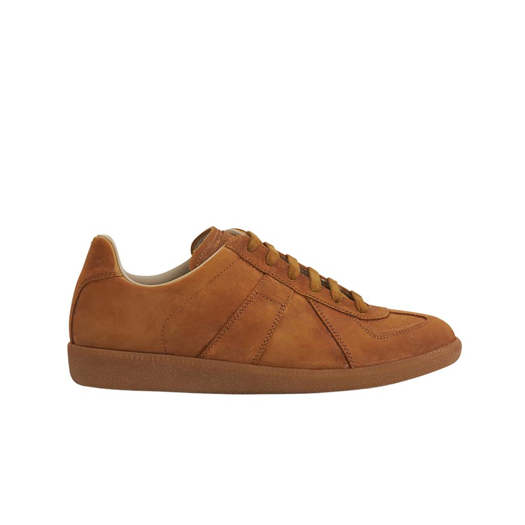Maison Margiela Replica Leather Sneakers In Old Camel