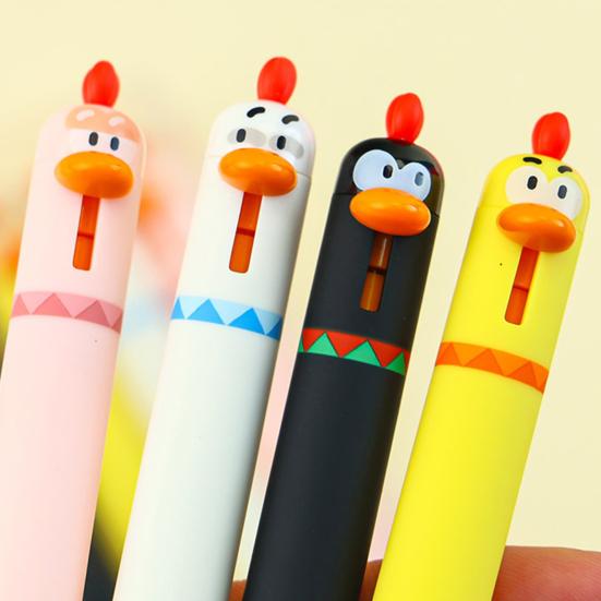 Милая Цыпленок Клик Гелевая Ручка 0,5 мм Быстросохнущие Чернила Веселая Выдвижная Гелевая Ручка для Школы Офиса Снятие Стресса Новинка Инструмент для Письма