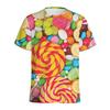 Colorful Lollipop Graphic T-shirt Summer Round Neck Short Sleeves 3D Printed Candy Tee Shirts Casual Oversized T Shirt