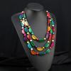 Плетеное вручную богемное ожерелье из дерева и кокосовой скорлупы, женственный стиль, длинное многослойное цветное ожерелье с круглым кулоном
