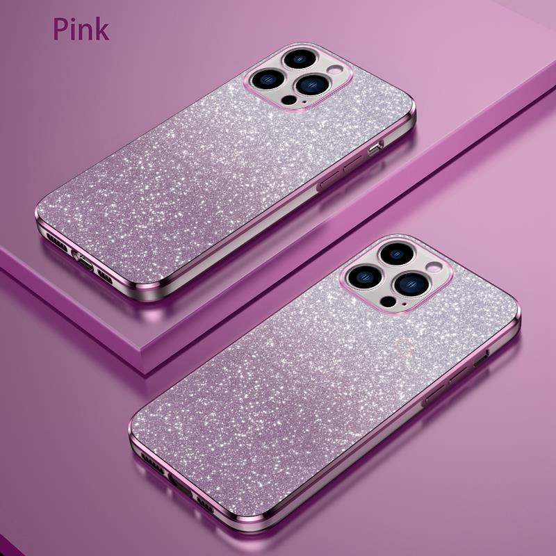 Luxury Gradient Glitter Plating Case For Iphone 15 14 13 12 11 Pro Max Mini Silicone Protect Back Cover On Apple X Xr 6 7 8 Plus