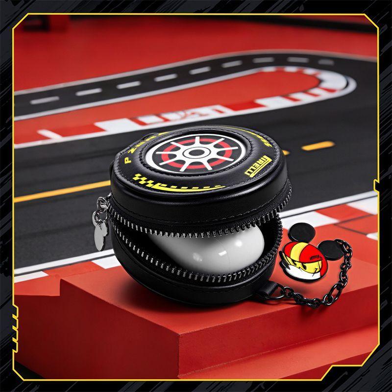 Чехол для наушников Mickey F1 Racing из ПУ-кожи с брелоком, премиальная унисекс портативная сумка для хранения, подарок на день рождения для AirPods