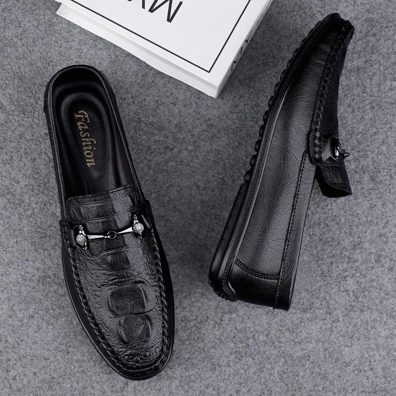 FashionHandmade Genuine Leather Mens Shoes Comfortable Casual Loafers Slip On Shoes Crocodile Pattern Driving Flats Hot Sale Moccasins