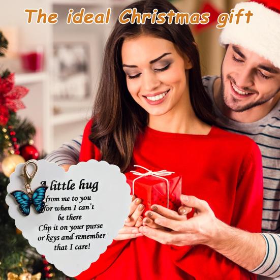 Подвеска-бабочка с вдохновляющей карточкой Эмоциональная поддержка Карманные обнимашки Брелок-подвеска в виде бабочки Украшение для кошелька Рождественский подарок на день рождения Подарок для поддержки