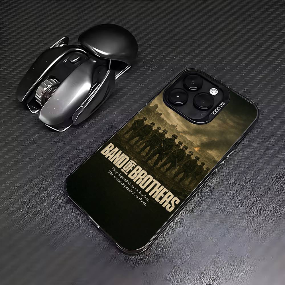 Band of Brothers Phone Case For iPhone17,16,15,14,13,12,11 Plus,Pro Max Colored Silver Plated Inside Cover