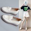 Весна/лето 2024 г. Женские белые кроссовки из коровьей кожи на платформе — повседневная спортивная обувь с толстой подошвой, визуально увеличивающая рост