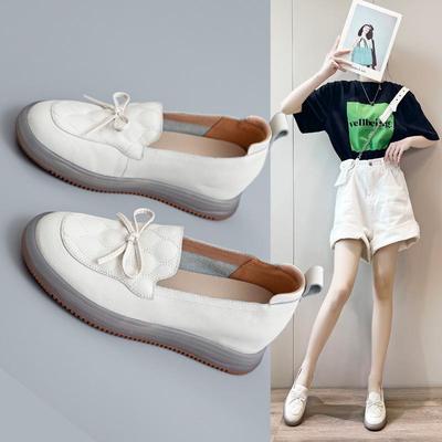 Весна/лето 2024 г. Женские белые кроссовки из коровьей кожи на платформе — повседневная спортивная обувь с толстой подошвой, визуально увеличивающая рост