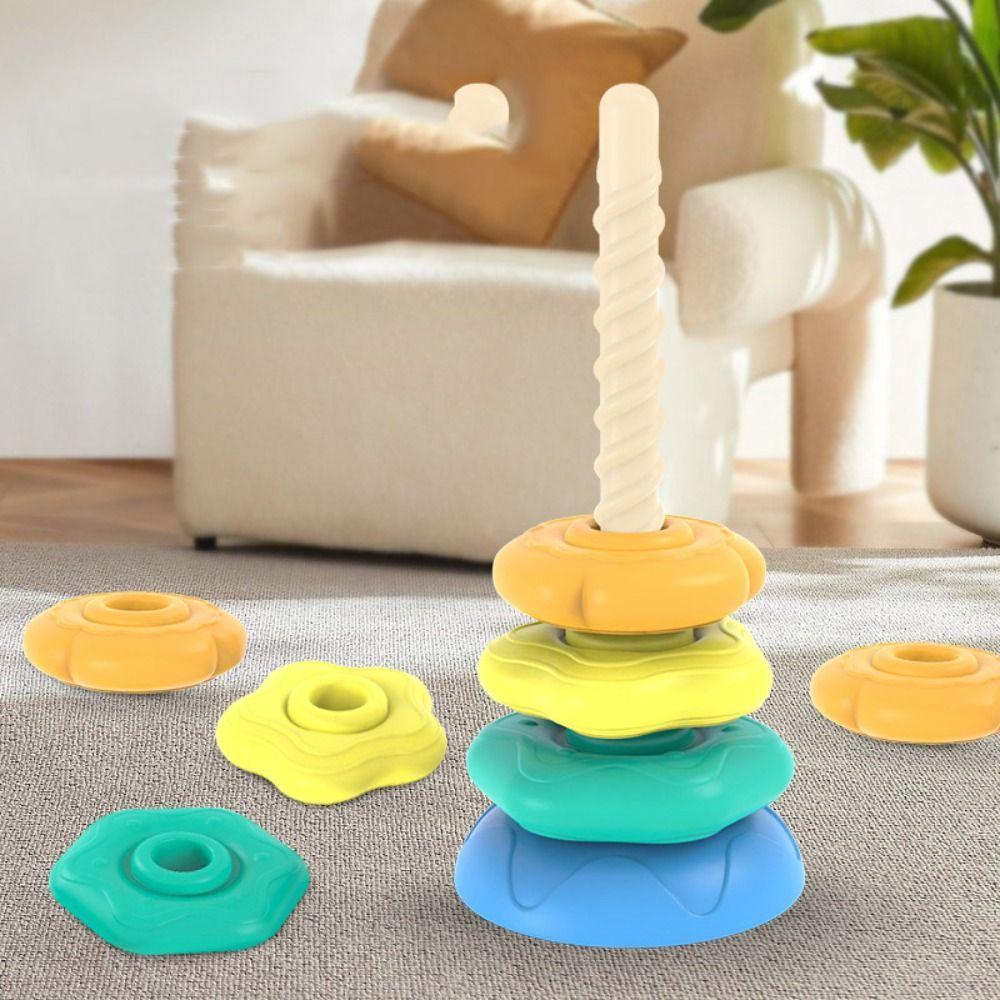 Irregular Square Rainbow Stacker Baby Toy Montessori Toy Stacking Rainbow Tower Kids