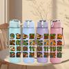 1PC Multi Language Letter Art 750ml Color Plastic Sports Water Bottle Leakproof Flip Straw Lid Suitable for Sports Office Home Use