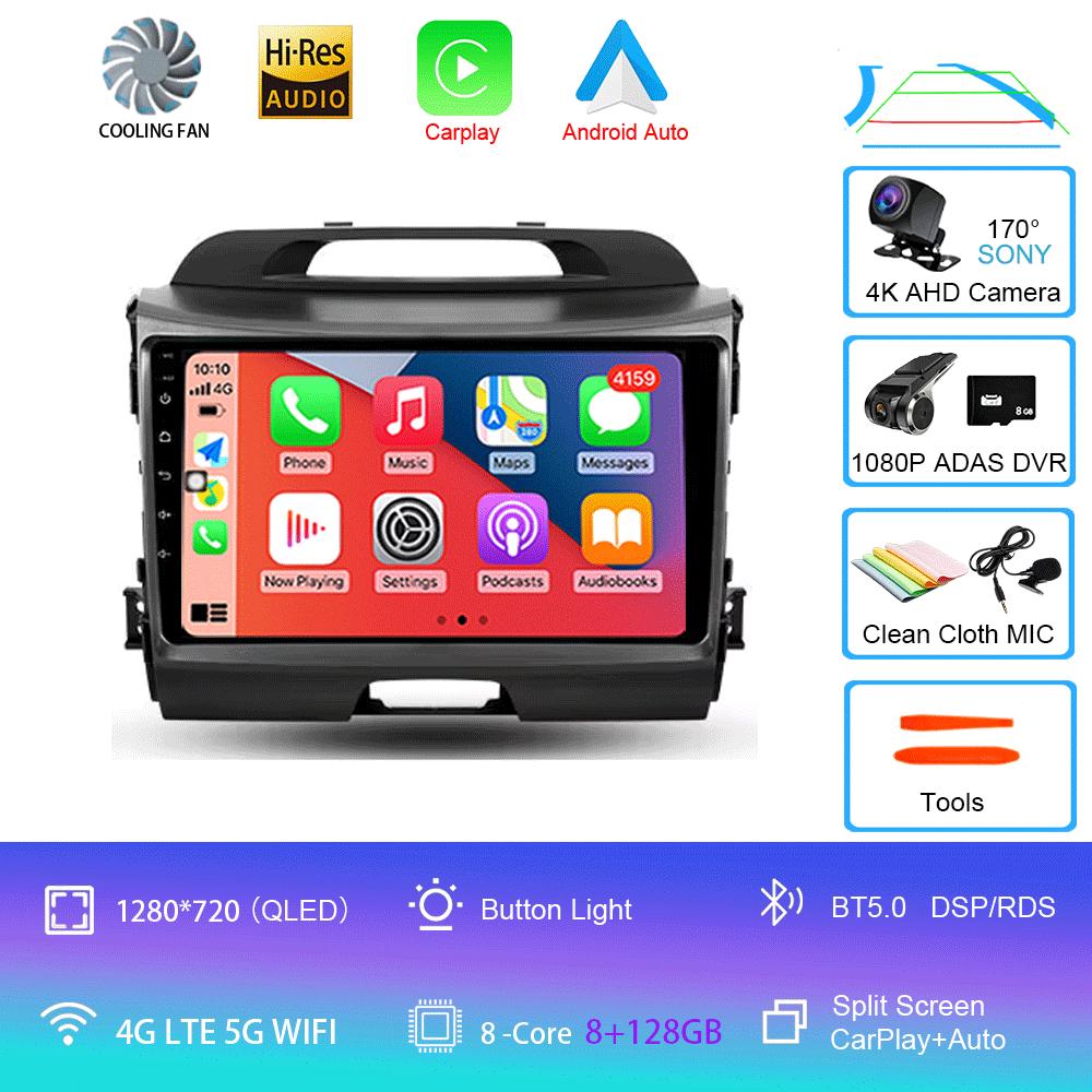 Для KIA Sportage 3 2010-2015 2016 Автомагнитола Android 14 Беспроводной CarPlay Auto 4G+WIFI Мультимедийный Видеоплеер GPS 2din Автомагнитола