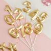 1pc-Birthday Candle Golden Number 0-9 Smoke Free Birthday Cake Insert Party Candle Decoration Anniversary Cake
