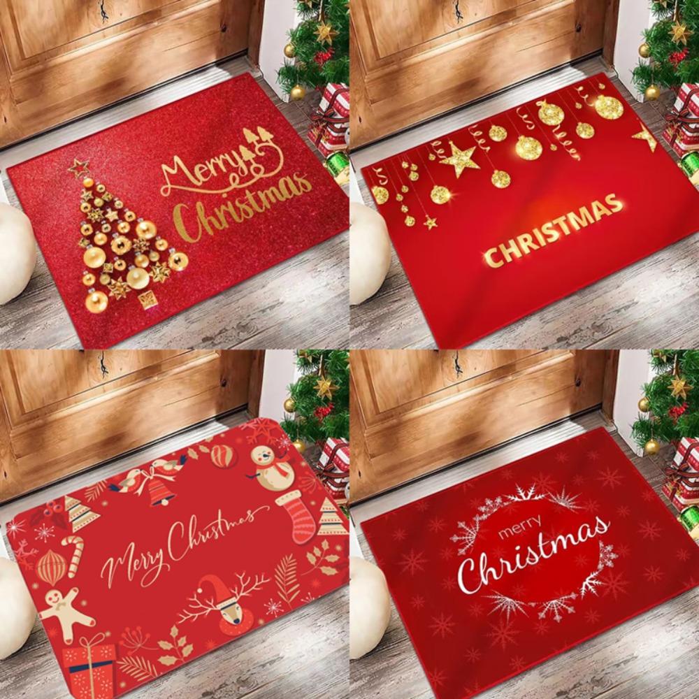 Crystal velvet Christmas Mat Santa Claus Floor Mat New Xmas Doormat  Bedroom