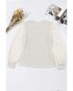 Beige Sunflower Mesh Bubble Sleeve Waffle Knit Top